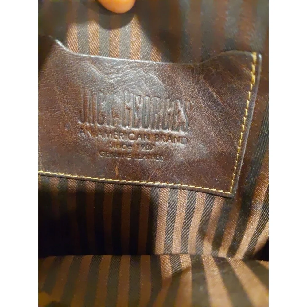 Jack Georges Brown Double Zippered Buffalo Leather Crossbody Bag #7195 EUC